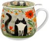 DUO ART GALLERY Fassbecher 430 ml CAT'S WORLD – MEADOW mit Teesieb, New Bone China Porzellan Bild 2