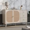 Sideboard mit PE-Rattan & 3 Schubladen, 120 x 40 x 82,5 cm, Cremeweiß Bild 3