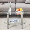 Couchtisch Glas 2-stufig, Ø70/60cm, Metallgestell Silber, gehärtetes Glas, modern, quiet luxury, einfach zu reinigen, stabil Bild 3