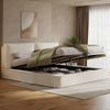 Polsterbett,Doppelbett,180 x 200cm,hydraulisches Funktionsbett,Bett mit Lattenrost, Kopfteil, gepolstertes Kopfteil, Beige, samt Bild 2