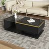 100 cm langer Couchtisch, Hochglanz-Schwarz. Beistelltische, Couchtische mit Glas und LED-Effekt Bild 2