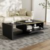 100 cm langer Couchtisch, Hochglanz-Schwarz. Beistelltische, Couchtische mit Glas und LED-Effekt Bild 3
