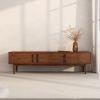 IDIMEX Lowboard TECCA, Niedriges Sideboard aus Massivholz 3 Türen Wohnzimmer Kastanie Finish Bild 2