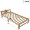 Merax Massivholzbett Futonbett, Einzelbett, Massivholz Natur Bett mit Kopfteil und Lattenroste, Jugendbett, Erwachsenenbett, Natur, 90x200 cm Bild 4
