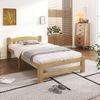 Merax Massivholzbett Futonbett, Einzelbett, Massivholz Natur Bett mit Kopfteil und Lattenroste, Jugendbett, Erwachsenenbett, Natur, 90x200 cm Bild 2