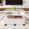 Höhenverstellbarer Couchtisch mit LED-Beleuchtung & Lift-Top in Weiß - 70x67x57 cm Bild 3