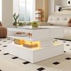 Höhenverstellbarer Couchtisch mit LED-Beleuchtung & Lift-Top in Weiß - 70x67x57 cm Bild 2