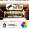 MODFU Holzbett Integrierte Nachttische mit USB & Type-C, Rollschubladen (Packung, 1-tlg, Eichenfarbenes Systembett 180x200 cm mit LED-Kopfteil), Viel Stauraum, inkl. Lattenrost, ohne Matratze Bild 3