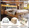 MODFU Holzbett Integrierte Nachttische mit USB & Type-C, Rollschubladen (Packung, 1-tlg, Eichenfarbenes Systembett 180x200 cm mit LED-Kopfteil), Viel Stauraum, inkl. Lattenrost, ohne Matratze Bild 4