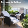 HOMAVO Gartensessel Rattansessel mit verstellbarer Rückenlehne, praktischem Ablagetisch, Maximale Belastung 200 kg, Legierung Stahlrahmen, wetterfest, mit Fußstütze, manuelle Verstellung Bild 3