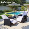 HOMAVO Gartensessel Rattansessel mit verstellbarer Rückenlehne, praktischem Ablagetisch, Maximale Belastung 200 kg, Legierung Stahlrahmen, wetterfest, mit Fußstütze, manuelle Verstellung Bild 4