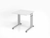 Schreibtisch C-Fuß 80x80 cm Weiß/Silber Bild 2