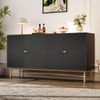 Sideboard, mit Erhabener Textur 160cm, Schrank mit vier Türen, Goldene gebürstete Griffe und Hochglanz Tischbeine, Schwarz, Holz/Metall, Schwarz, 160 x 40 x 82 cm Bild 3
