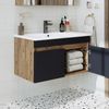 Roomart ATRIA-85 Badmöbel Set– 2-teiliges Badezimmermöbel Set - Waschbecken mit Unterschrank - H 45 x B 45 x T 85 cm • Anthrazit-Eiche Bild 2