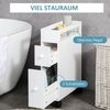HOMCOM Badkommode Badezimmerschrank mit Rollen, 2 Schubladen (Badrollwagen, 1 St, Nischenschrank), für Bad, 16 x 49,5 x 66 cm, Weiß Bild 4