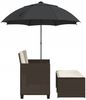 vidaXL Gartensofa 2-Sitzer Sonnenschirm und Hocker Braun Poly Rattan 365884 Bild 5