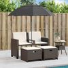 vidaXL Gartensofa 2-Sitzer Sonnenschirm und Hocker Braun Poly Rattan 365884 Bild 3