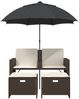vidaXL Gartensofa 2-Sitzer Sonnenschirm und Hocker Braun Poly Rattan 365884 Bild 4