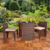 3tlg. Polyrattan Gartenset Sitzgruppe Gartenmöbel Sitzgarnitur Balkon braun Bild 2