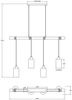 LED Holzbalken Pendelleuchte mit 4 Rauchglas Lampenschirmen, Breite 98cm Bild 4