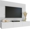 Mirjan24 'Deromi III' Wohnwand mit grifflosem Öffnungssystem, Holz weiß, Marmor-Optik, 180 x 150 x 38 cm Bild 3
