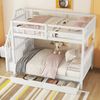 140*200cm Etagenbett, Treppenregal, ausgestattet mit zwei Schubladen, hohe Geländer, EN747-1 zertifiziert, weiß Bild 3