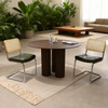 LVHOM Freischwinger 2er Set Esszimmerstuhl, Retro Küchenstuhl mit Chromgestell & Rattan-Rückenlehne, gepolsterter Kunstleder-Sitz, stapelbar, moderne Wohnzimmerstuhl, Dunkelgrün Bild 2