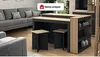 Vente-unique - NUSICE Küchenmöbel Holz, Platte SchwarzBeige - B 79,2 cm x H 82 cm x L 138,7 cm Bild 2