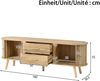 Merax Erbsenförmiges TV-Board mit vertikaler Rillenoptik, 2 Schiebetüren + 2 Schubladen, Massivholzfüße, Holzoptik, MDF-Material, moderner skandinavischer Stil Bild 4