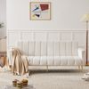 Schlafsofa 183 x 76 x 75 cm in Beige mit verstellbarer Rückenlehne und Armlehnenkissen Bild 3
