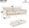 Schlafsofa 183 x 76 x 75 cm in Beige mit verstellbarer Rückenlehne und Armlehnenkissen Bild 4