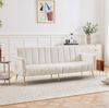 Schlafsofa 183 x 76 x 75 cm in Beige mit verstellbarer Rückenlehne und Armlehnenkissen Bild 5