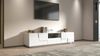 Dmora TV-Ständer Velio, niedriges Wohnzimmer-Kommode mit 2 Türen und 1 Schublade, TV-Ständer-Basis, 150x44x46 cm, glänzendes Weiß Bild 4