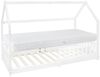 ML-DESIGN Kinderbett Hausbett mit Rausfallschutz, Dach und Lattenrost Massivholz, Bett 200x90 cm Weiß mit Matratze 16cm für Mädchen Jungen Holzbett Bild 2