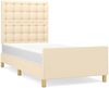 Einzelbett mit Kopfteil Stoff Creme 100x200 cm Bild 2