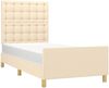 Einzelbett mit Kopfteil Stoff Creme 100x200 cm Bild 3