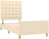 Einzelbett mit Kopfteil Stoff Creme 100x200 cm Bild 4