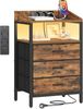Nachttisch mit LED-Leuchten und ladefunktion, Beistelltisch mit 3 Stoff-Schubladen mit USB-Anschlüssen & Steckdosen, für Schlafzimmer, Wohnzimmer, Schwarz Bild 2
