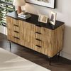 Merax Sideboards, Schränke, Lagerschränke, Kommode, geeignet für Wohnzimmer/Esszimmer/Eingang, 120 x 39,5 x 80cm (B/H/T) Natur und Schwarz Bild 3