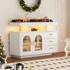 Küchenbuffet/Sideboard mit LED-Licht, 3 Schubladen, 1 Schrank, offene Fächer, hochglänzend, weiß Bild 2