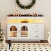 Küchenbuffet/Sideboard mit LED-Licht, 3 Schubladen, 1 Schrank, offene Fächer, hochglänzend, weiß Bild 3
