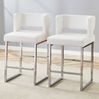 Barhocker in Weiß/Silber, 48 x 53,3 x 91,4 cm – gepolsterter Sitz aus PU-Leder mit Metallgestell Bild 2