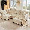 Modernes Ecksofa, Modulares Sofa, 5-Sitzer-Sofa, mit umwandelbarem Fußhocker, L-förmiges Sofa, U-förmiges Sofa, Beige Bild 3
