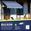 tillvex Balkonmarkise 250 cm Blau/Weiß Gelenkarm Markise Klemmmarkise Sonnenmarkise Balkon ohne Bohren Bild 2