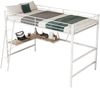 Hochbett, 90x200cm Bettgestell Metallbett, Eisenbett, Hochbett mit L-förmigem Schreibtisch und einem Regal für Kinder, Jugendliche und Erwachsene, Ohne Matratze, Weiß Bild 4