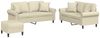 vidaXL 3-tlg. Sofagarnitur mit Kissen Creme Kunstleder 3202166 Bild 2