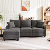 Ecksofa Cord mit Hocker, USB-Anschluss & Armlehnenablage, 213,5x139x87 cm, Dunkelgrau Bild 4