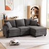 Ecksofa Cord mit Hocker, USB-Anschluss & Armlehnenablage, 213,5x139x87 cm, Dunkelgrau Bild 5