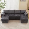 Merax 4-Sitzer-Sofa, U-förmiges Schlafsofa mit Getränkehaltern, Ecksofa mit Stauraum, Schlafsofa mit Schlaffunktion, inklusive Getränkehaltern und Kissen, multifunktionales Apartmentsofa, Grau Bild 3