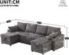 Merax 4-Sitzer-Sofa, U-förmiges Schlafsofa mit Getränkehaltern, Ecksofa mit Stauraum, Schlafsofa mit Schlaffunktion, inklusive Getränkehaltern und Kissen, multifunktionales Apartmentsofa, Grau Bild 4
